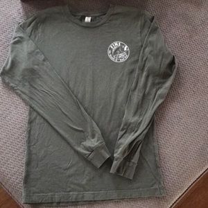 Fins Ale House & Raw bar olive green long sleeve shirt